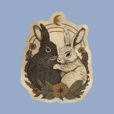 Celestial Bunnies, Yin Yang Inspired Sticker