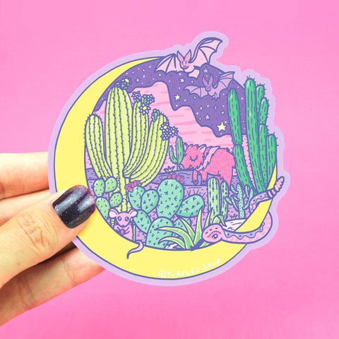 Desert Moon Landscape Desert Wildlife Vinyl Sticker