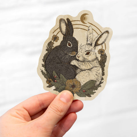 Celestial Bunnies, Yin Yang Inspired Sticker