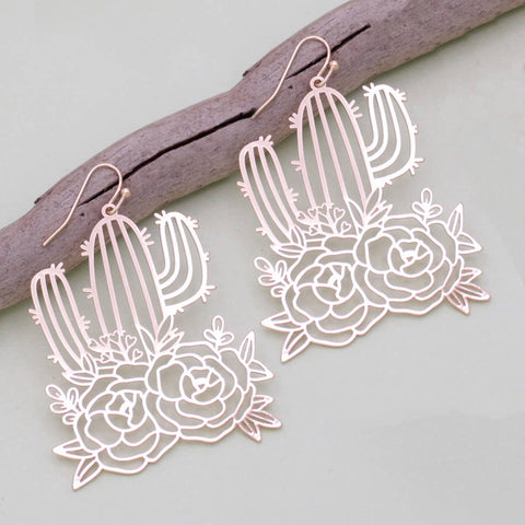 Southwest Style Gold Cactus Earrings