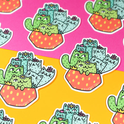 Cactus Cats Cacti Garden Animal Planter Pot Vinyl Sticker