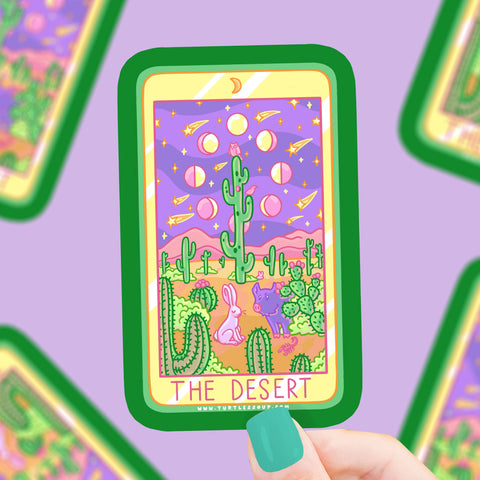 The Desert Tarot Card Vinyl Sticker Cactus and Wildlife