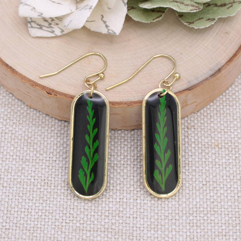 Fern Frond Bar Dried Flower Earrings