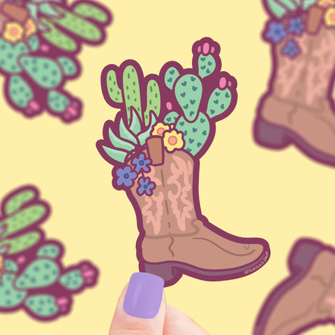 Cactus Cowboy Boot Vinyl Sticker